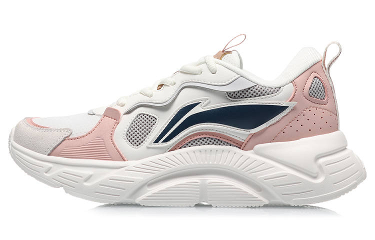 Li-Ning Li Ning Trendy Lightweight Low top Running Shoes Women's White Gray Pink
