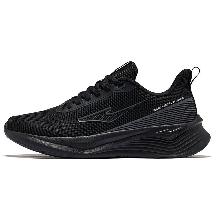 Erke Flying Speed 2 Cushioning Rebound Lightweight Breathable Low top Casual Running Shoes Men's Pure Black