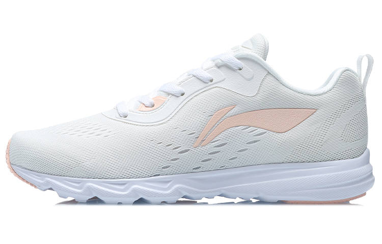 Li-Ning Li Ning Cushioning Slip Resistant Lightweight Breathable Low top Running Shoes Women's Champagne White