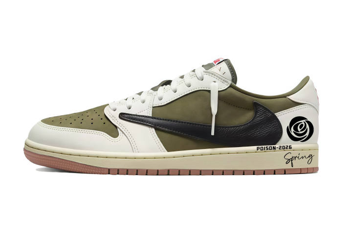 Jordan Travis Scott x Jordan Air Jordan 1 Green Olive Barb Classic And Versatile Abrasion Resistant Low top