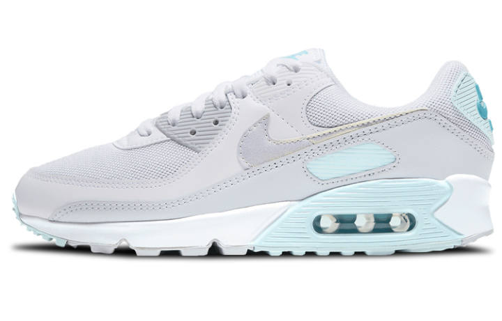 Nike Nike Air Max 90 Textile, Synthetic Leather Low top Running Shoes Men's Light Ice Blue