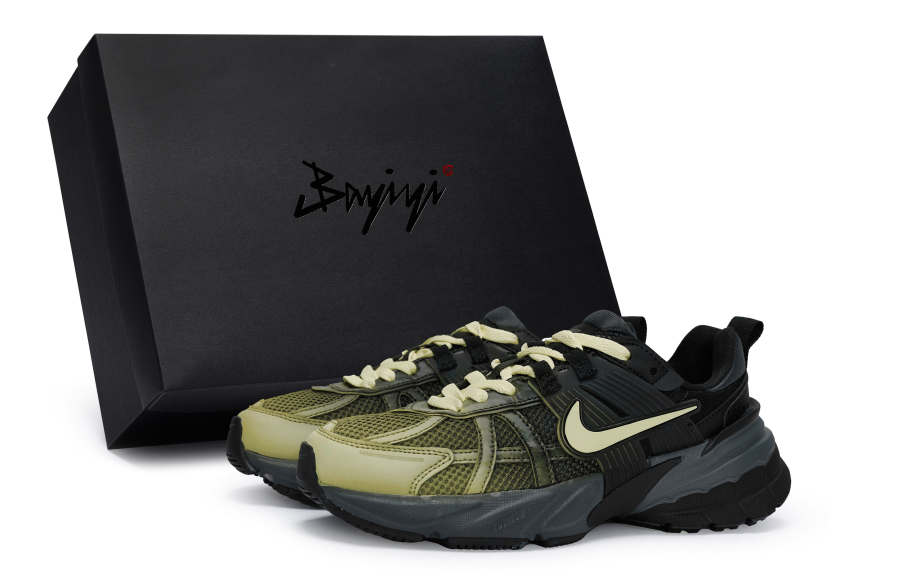 Nike Nike V2K Run Cushioning Abrasion Resistant Cushioning, Wear Resistant Low top Running Shoes Women's Black Rice Yellow