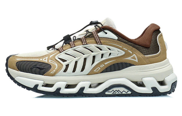 Li-Ning Li Ning Mountain Color Scenery Breathable Low top Running Shoes Men's Yellow Gray Green