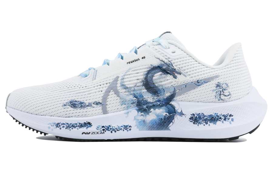 Nike Nike Air Zoom Pegasus 40 Fabric Abrasion Resistant Breathable Low top Casual Running Shoes Men's White