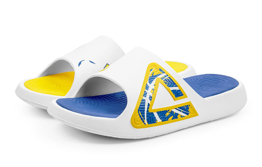 PEAK Tai Ji1.0 Slide Slippers Unisex Yellow Blue Mismatched