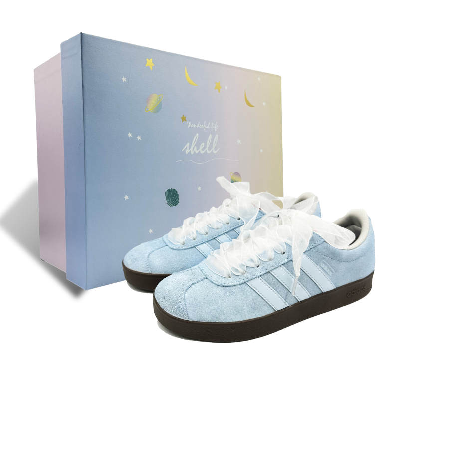 Adidas Adidas VL COURT 2.0 Sea's Tears Box Slip Resistant Balance Low top Skateboard Shoes Light Blue