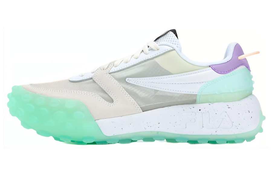FILA Gara Textile, Synthetic Leather, TPU Low top Casual Running Shoes Women's White Cyan