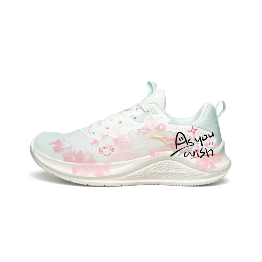 Anta Wander Slip Resistant And Abrasion Resistant Coverage Low top Casual Running Shoes Women's White Pink