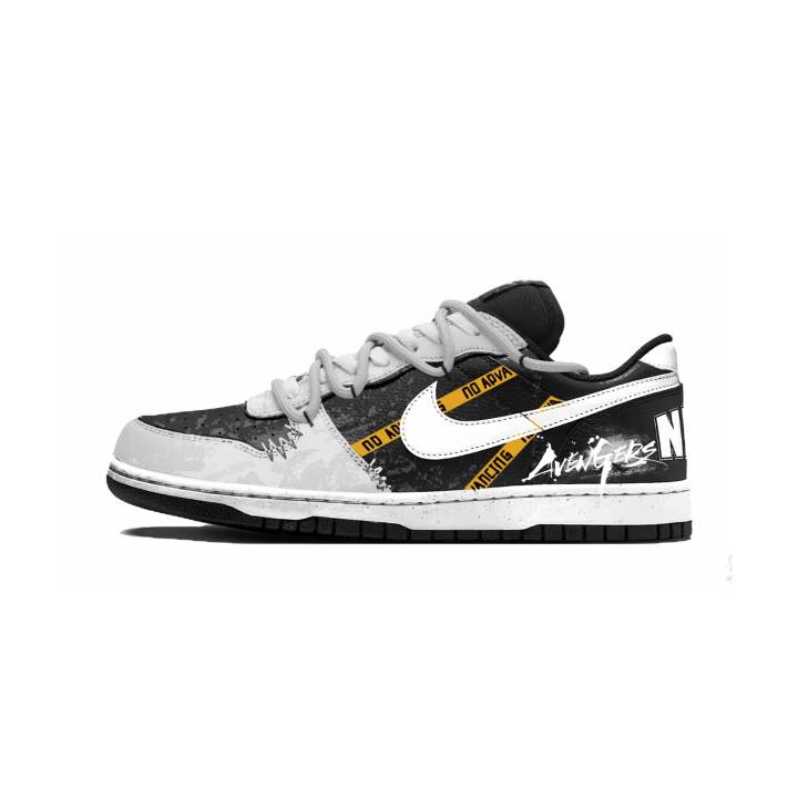 Nike Nike Big Black White Forbidden Zone Abrasion Resistant Breathable Low top Skateboard Shoes Men's Gothic