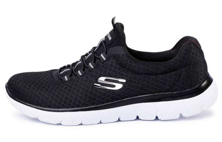 Skechers Mesh, Textile Low top Training Racing Running Shoes Women's Black White