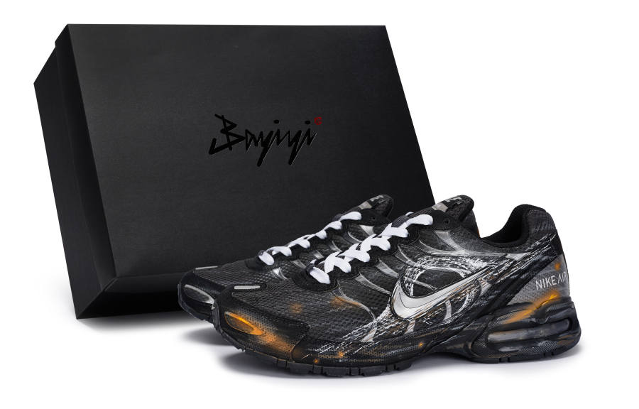 Nike Nike Air Max Torch 4 Cushioning Slip Resistant Abrasion Resistant Low top Running Shoes Men's Black White Silver Orange