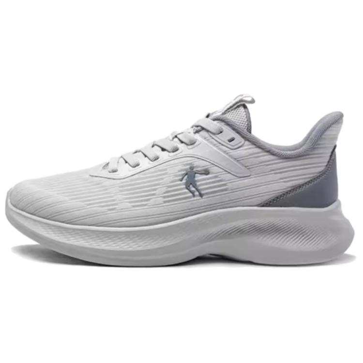 QIAODAN Textile, Synthetic Leather Cushioning Abrasion Resistant Breathable Low top Casual Running Shoes Men's Gray