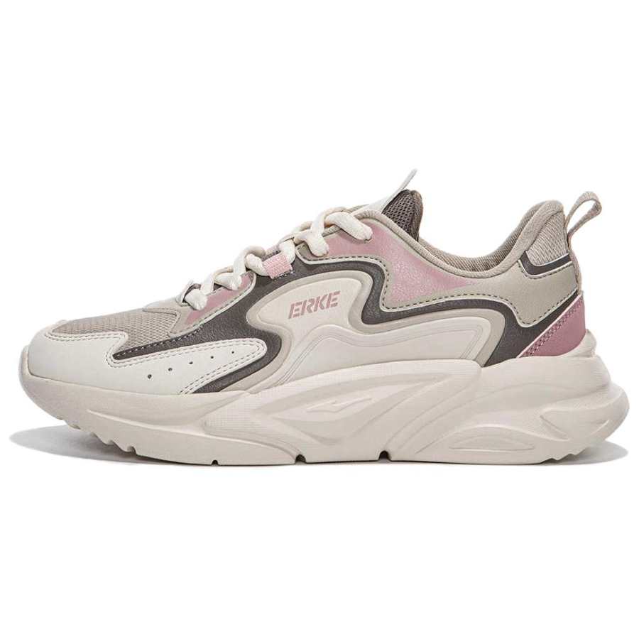 Erke Cushioning Lightweight Cushioning Lightweight Low top Casual Running Shoes Women's Beige Pink Brown