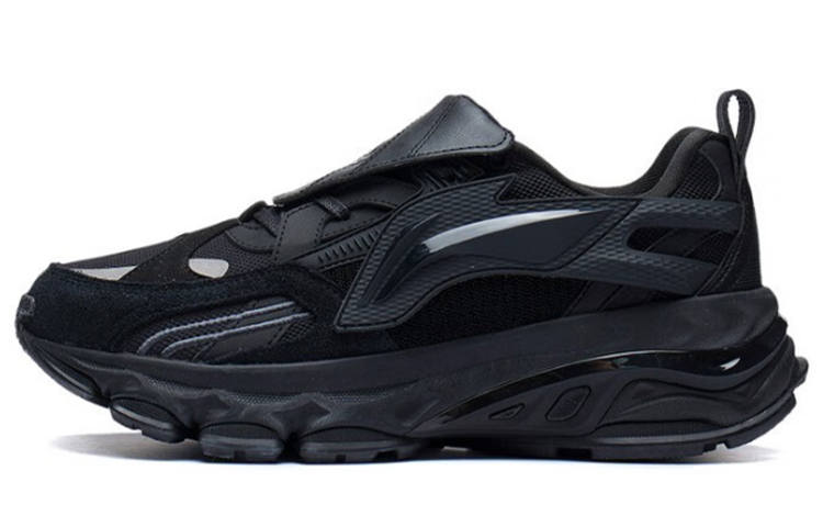Li-Ning Li Ning Cushioning Slip Resistant Abrasion Resistant Reflective Rebound Low top Running Shoes Men's Black
