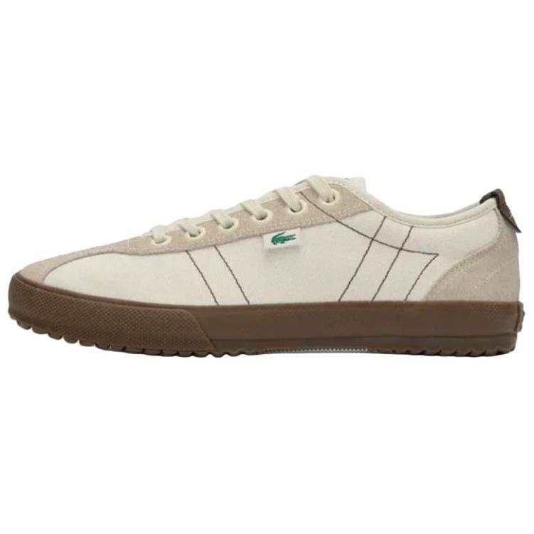 LACOSTE Slip Resistant Abrasion Resistant Low top Casual Shoes Men's Ecru