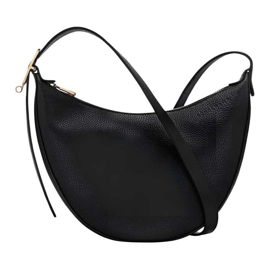 LONGCHAMP Le Foulonné Cow Leather Shoulder Bag Small Women's Black