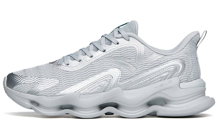 Anta Comfortable Cushioning Slip Resistant Abrasion Resistant Breathable Lightweight Low top Running Shoes Men's Silver