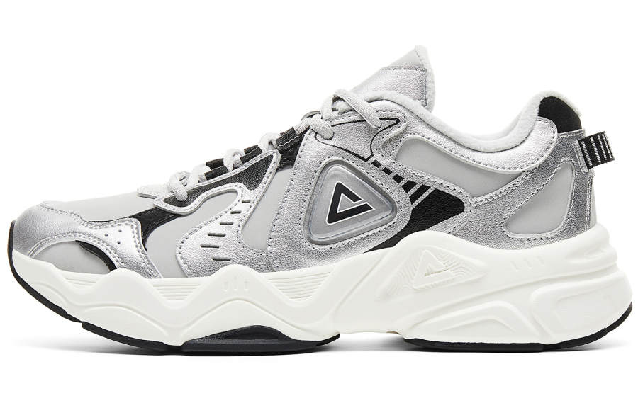 PEAK Cushioning Slip Resistant Height Increasing Rebound Low top Casual Shoes Men's Silver Black