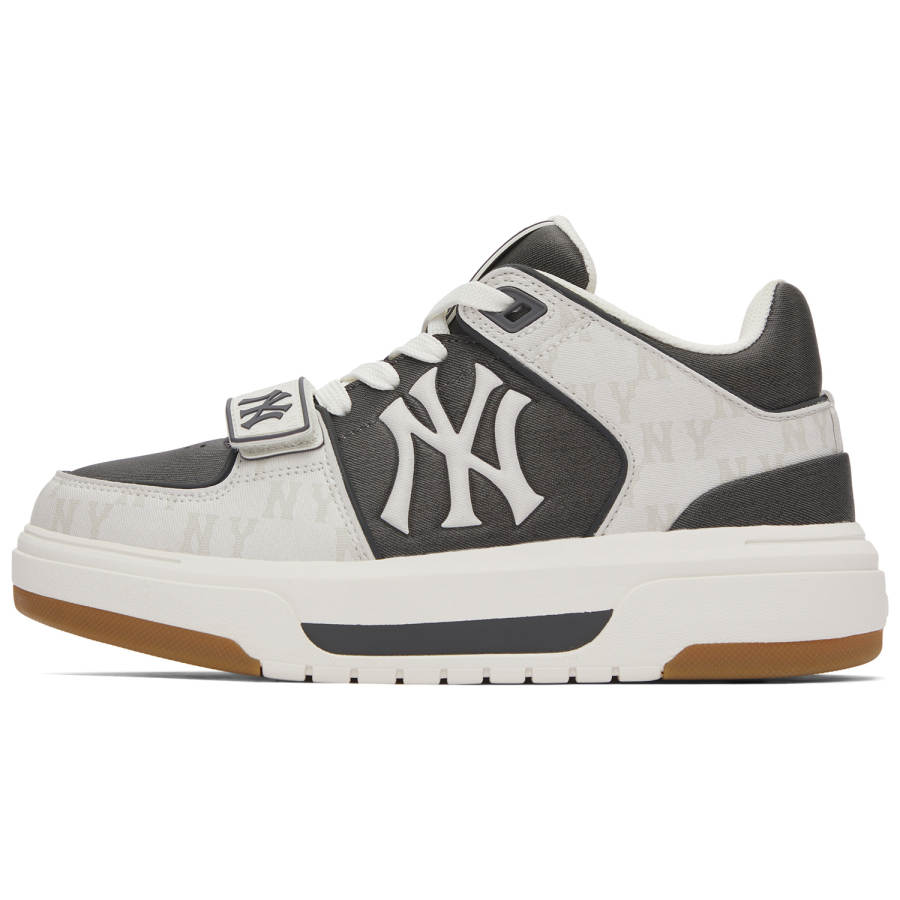 MLB Chunky Liner Synthetic Leather Mid top Casual Shoes Unisex Gray White