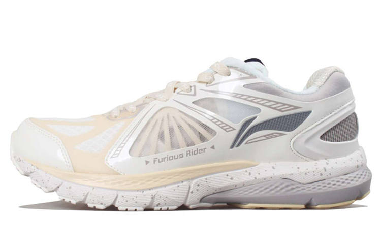 Li-Ning Li Ning Cushioning Slip Resistant Abrasion Resistant Breathable Lightweight Low top Running Shoes Women's Ecru