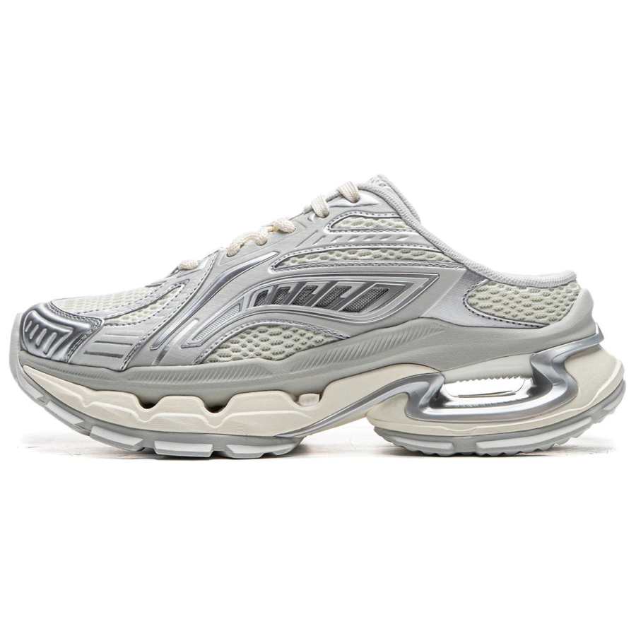 Li-Ning Li Ning Furious Rider BOW Closed Toe Slippers Women's Gray Beige Silver