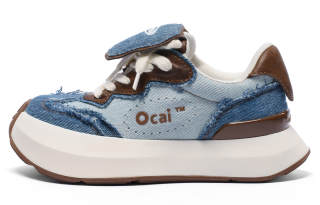 Ocai Slip Resistant Abrasion Resistant Low top Casual Running Shoes Women's Denim Blue Brown