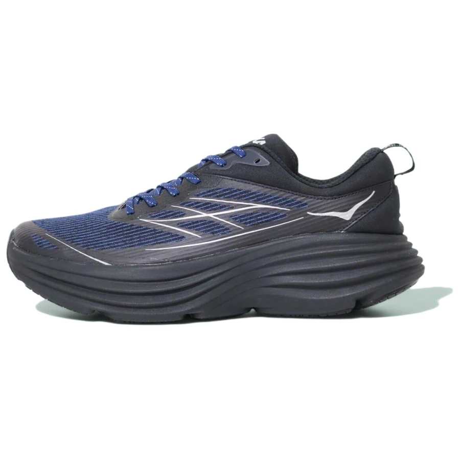 HOKA ONE ONE Bondi 8 Abrasion Resistant Low top Running Shoes Men's Black Blue