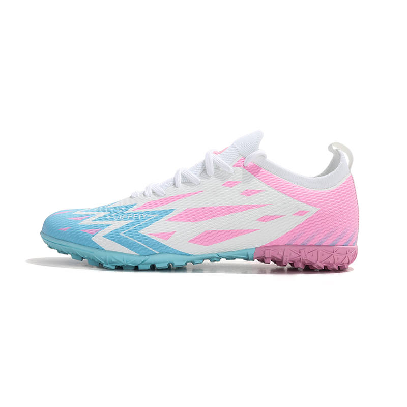 Jifffly Soccer Shoes Unisex White Blue Pink