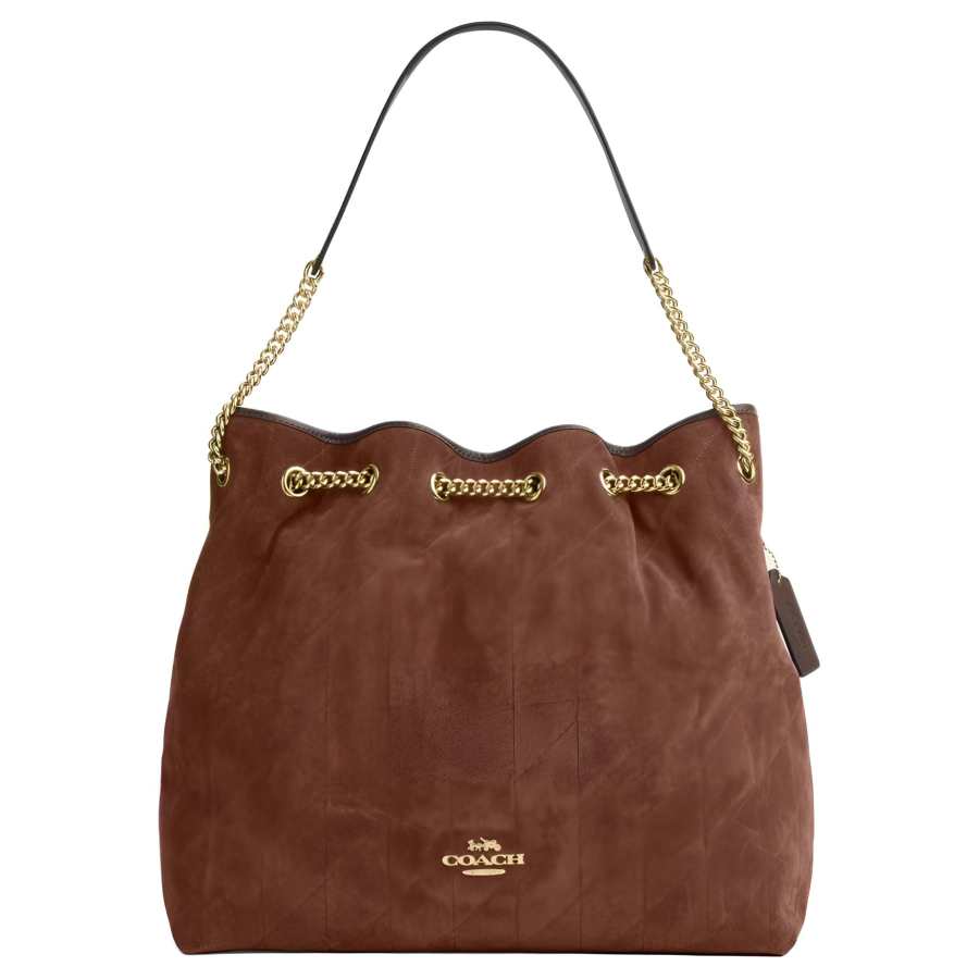 COACH Cow Leather Shoulder Bag Large Women's Brown