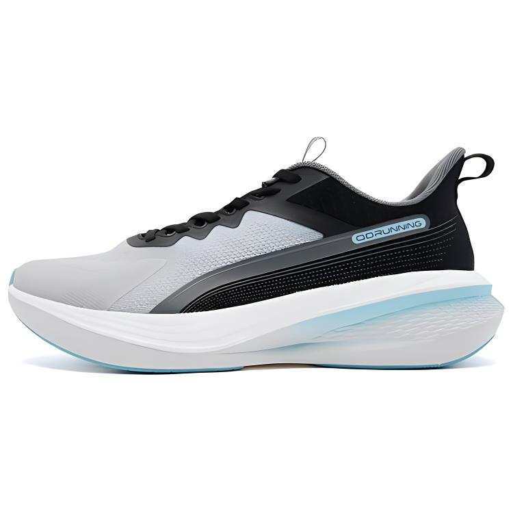 QIAODAN Synthetic Leather Low top Running Shoes Men's Mist Gray Rain Wave Blue
