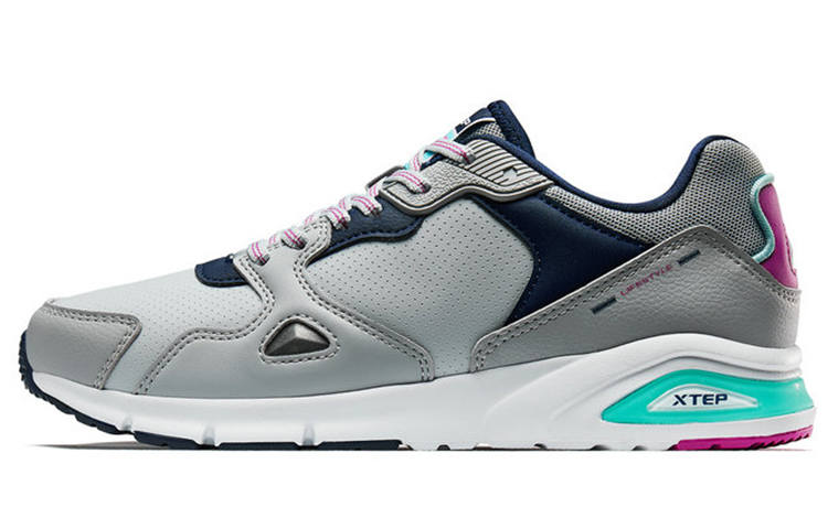 XTEP Textile, Synthetic Leather Lightweight Abrasion Resistant Low top Running Shoes Women's Gray Red