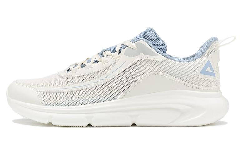 PEAK Textile, Synthetic Leather Cushioning Slip Resistant Abrasion Resistant Low top Running Shoes Men's White Blue