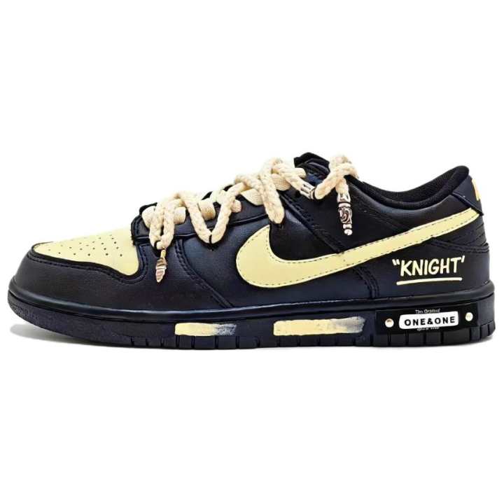 Nike Nike Dunk Knight Leather Abrasion Resistant Balance Height Increasing Low top Skateboard Shoes Unisex Beige Black