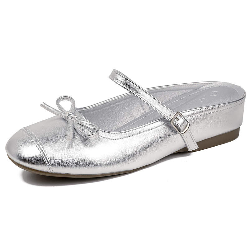 NX DOUGHNUT Odor Resistant Slip Resistant Massage Mat Closed Toe Slippers Women's Silver