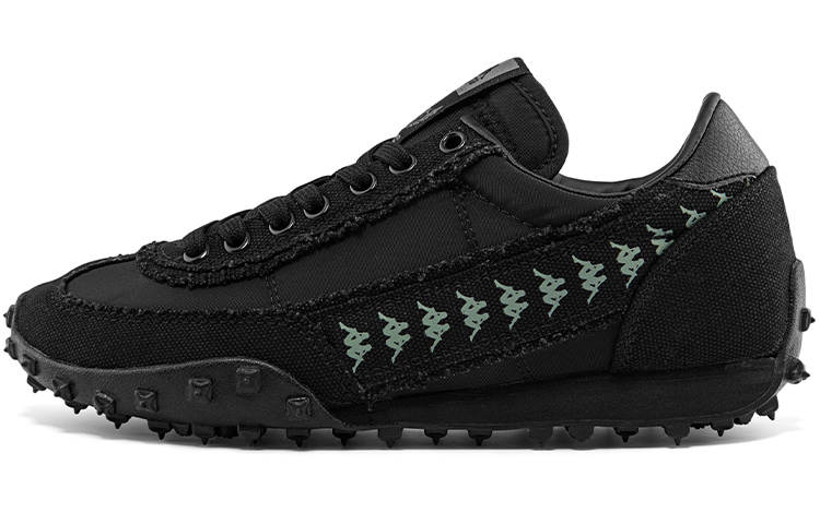 Kappa Textile, Synthetic Leather Coverage Low top Training Running Shoes Unisex Black Green