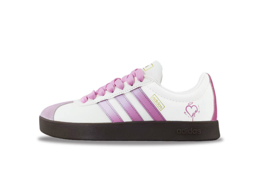 Adidas Adidas VL COURT 2.0 Slip Resistant Abrasion Resistant Low top Skateboard Shoes Unisex Beige Pink