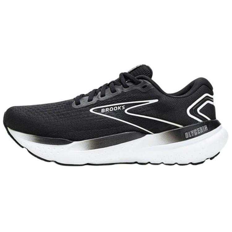 Brooks Glycerin 21 Slip Resistant Abrasion Resistant Low top Casual Running Shoes Men's Black White Wide Fit