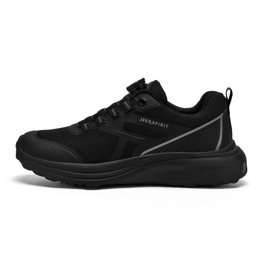 JEEP SPIRIT Cushioning Abrasion Resistant Breathable Lightweight Low top Running Shoes Men's Graphite Black