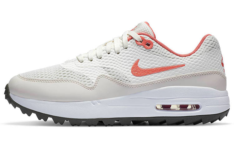 Nike Nike Air Max 1 Retro Sports Textile, Synthetic Leather Low top Running Shoes Women's Beige White Orange