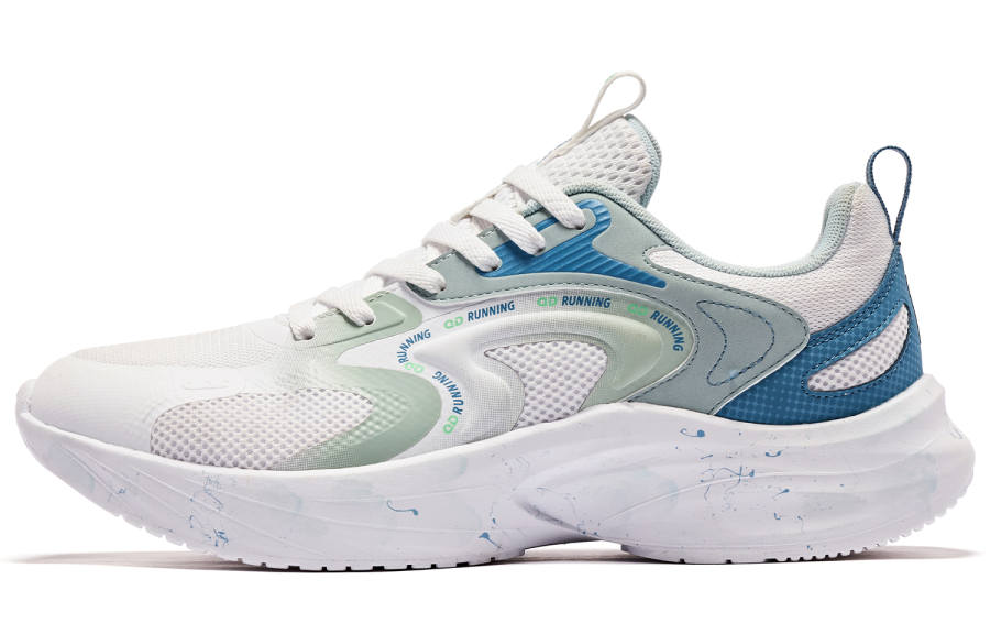 QIAODAN Comfortable Cushioning Abrasion Resistant Slip Resistant Low top Running Shoes Men's White Green