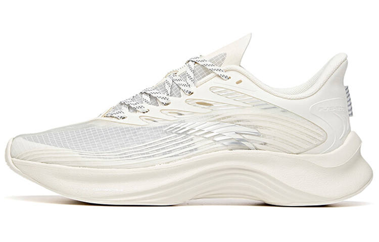 Anta Edge Comfortable Cushioning Slip Resistant Abrasion Resistant Breathable Low top Running Shoes Men's White Silver