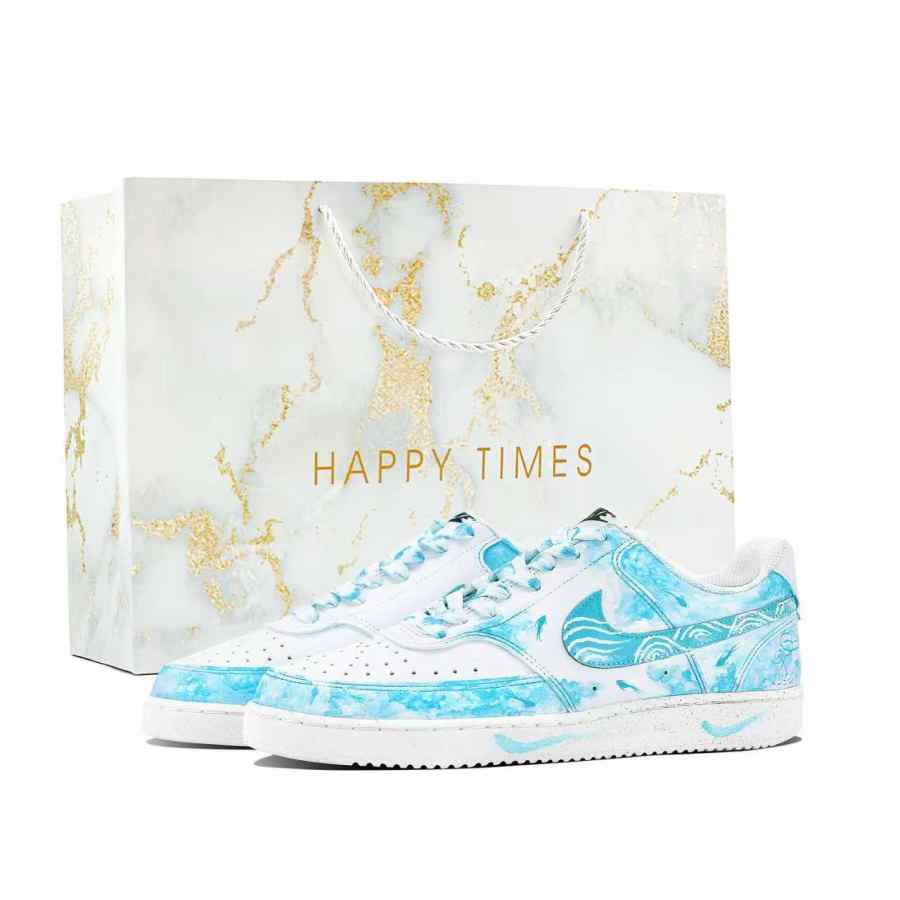 Nike Nike Court Vision 1 Seaside Spirit Fish Cushioning Low top Skateboard Shoes Unisex Blue