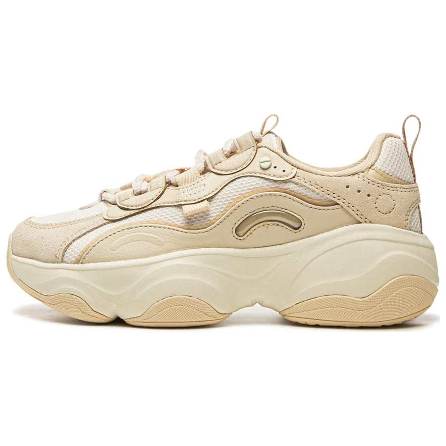 Li-Ning Li Ning Slip Resistant Abrasion Resistant Low top Running Shoes Women's Yellow Beige