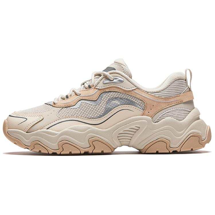 Anta Meteorite Comfortable And Trendy Slip Resistant Abrasion Resistant Low top Casual Shoes Women's Beige Gray