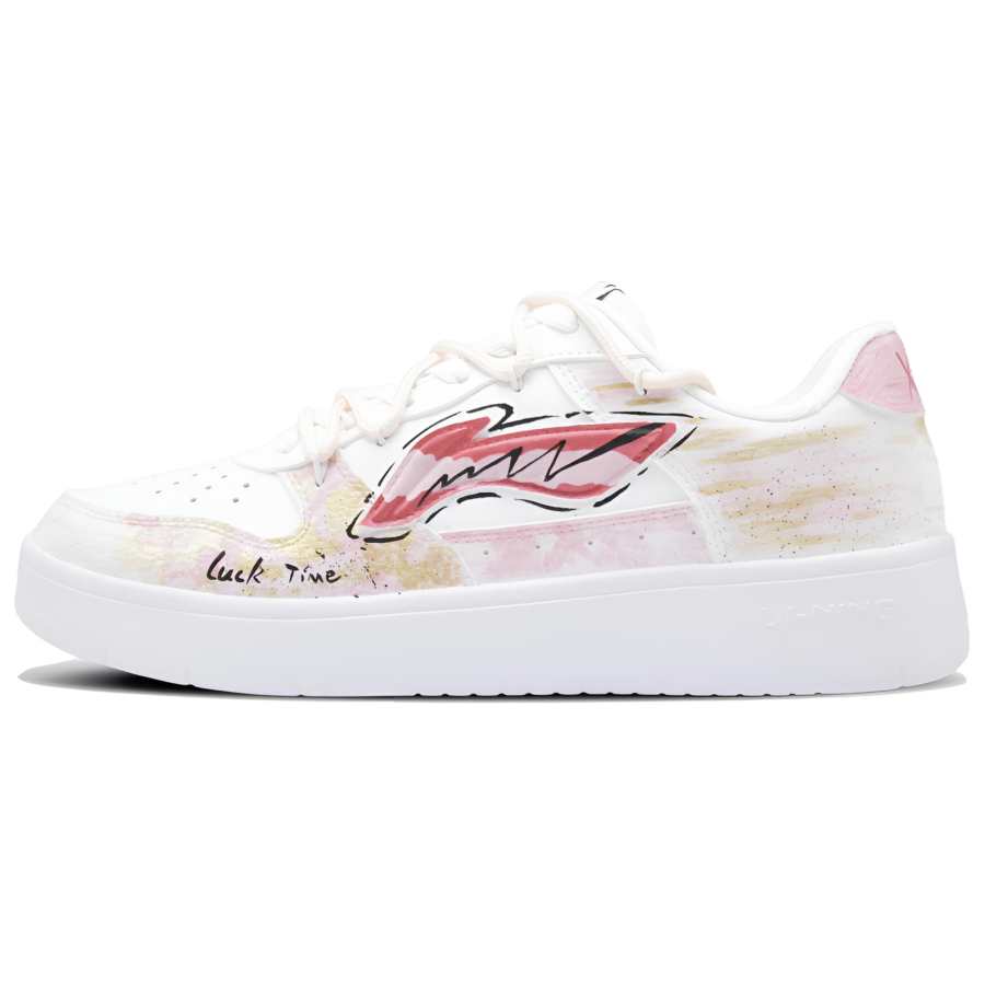 Li-Ning Li Ning Floating Boat Lucky Moments Cushioning, Wear Resistant Low top Skateboard Shoes Unisex Pink Gold