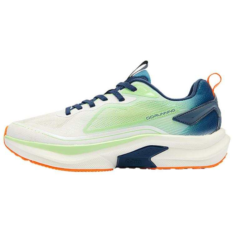 QIAODAN Fabric Slip Resistant Abrasion Resistant Low top Running Shoes Men's White Green Blue