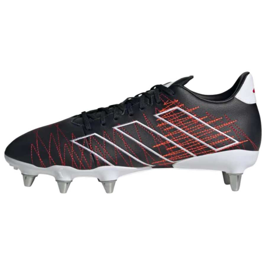 Adidas Adidas Kakari SG Soft Ground Leather Slip Resistant Abrasion Resistant Rugby Shoes Unisex Black White Red