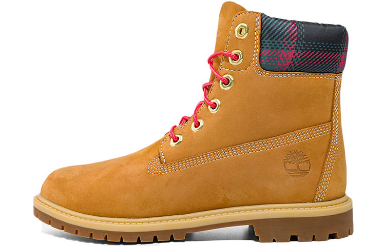 Timberland Heritage 6 Inch Waterproof Boots 'Wheat Nubuck With Pink Teal Plaid' Women's