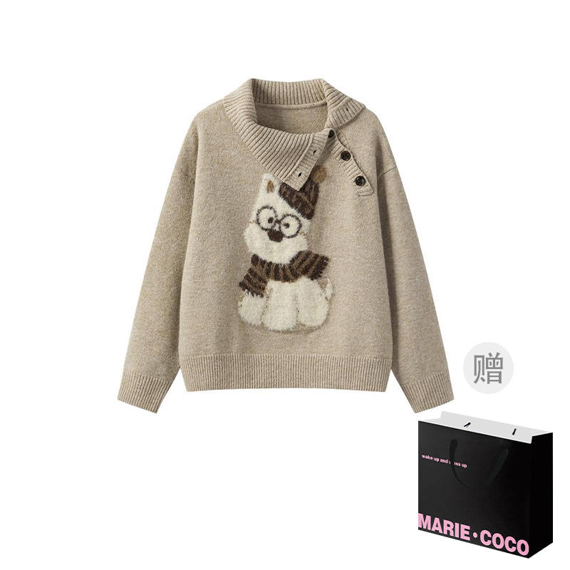 MARIE·COCO Knitwear Women's Puppy Sweater Lapel Moderate Other