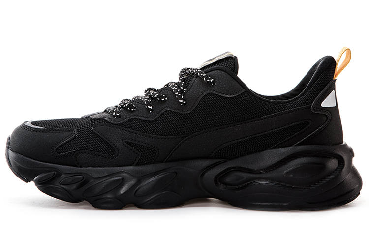 Erke Abrasion Resistant Abrasion Resistant Low top Running Shoes Men's Jet Black Mango Yellow